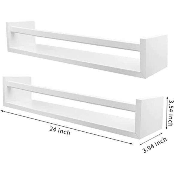 Floating Book Shelves White 24inch Set of 2  (White-24), 24 x 3.94 x 3.54 inch - Picture 4 of 6